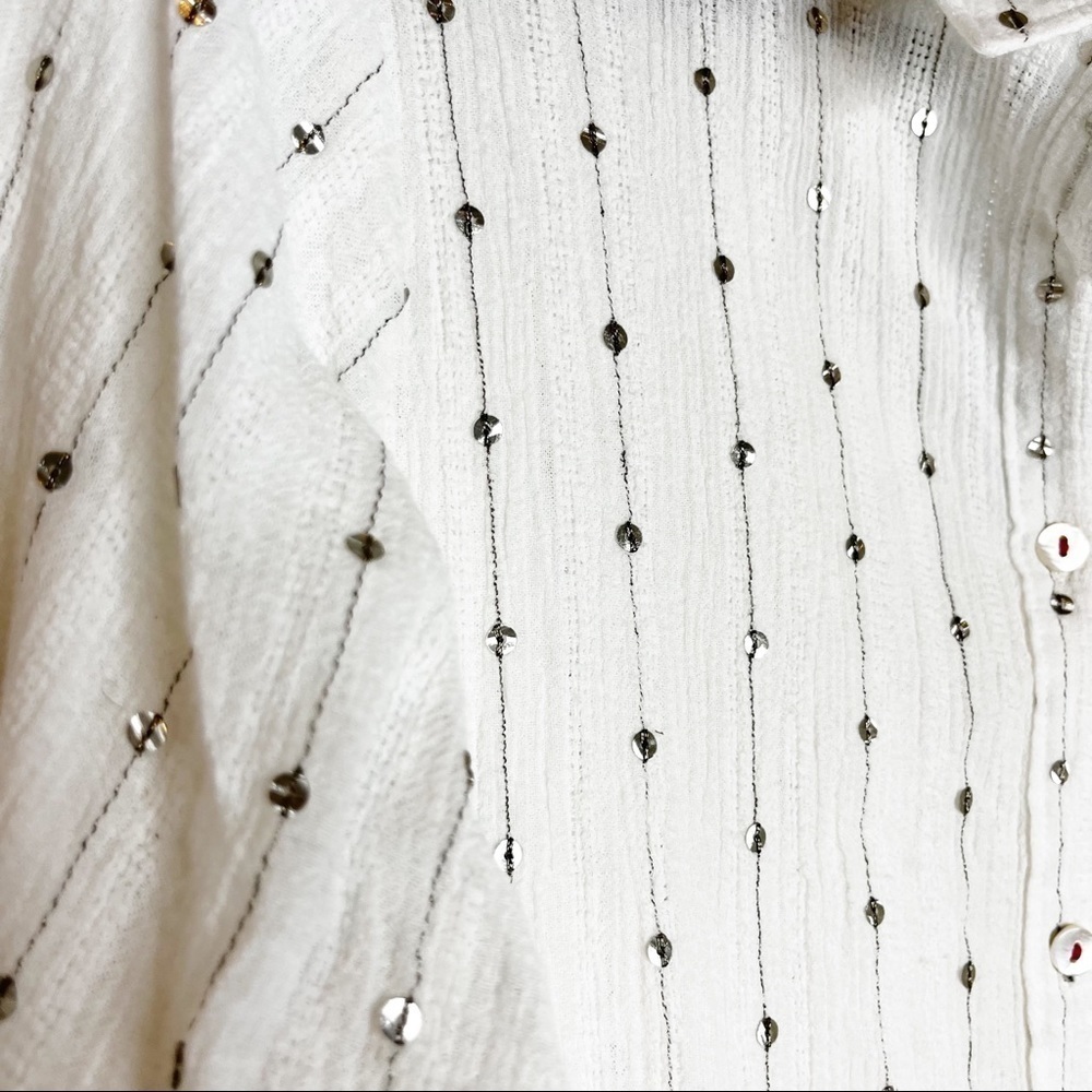 Feather Bone | Sparkle Striped Button Down Shirt - Picture 4 of 6